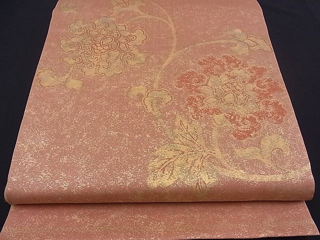 平和屋着物■六通太鼓柄袋帯 更紗草花文 金糸 逸品 n-mz1847