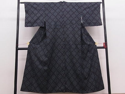 平和屋着物■上質な紬　菱天井文　逸品　n-mz2199