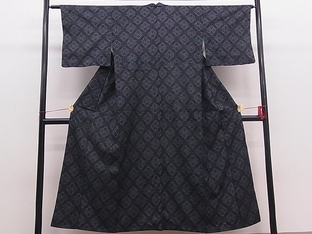 平和屋着物■上質な紬　菱天井文　逸品　n-mz2199