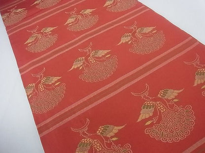 平和屋着物■全通柄袋帯 孔雀文 金糸 額縁仕立て 逸品 mz2261