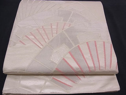 平和屋着物■六通柄袋帯 唐織 片輪車文 銀糸 逸品 n-mz2708