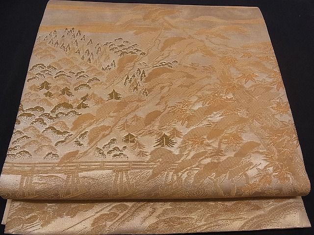 平和屋着物■六通柄袋帯 遠山流水樹林文 金糸 逸品 n-mz2710