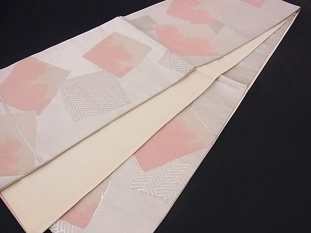 平和屋着物■六通柄袋帯 色紙重ね吉祥文 銀糸 n-mz2778