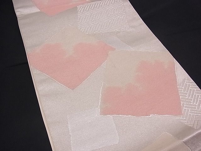 平和屋着物■六通柄袋帯 色紙重ね吉祥文 銀糸 n-mz2778