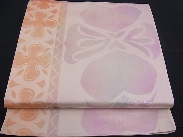 平和屋着物■六通柄袋帯 吉祥花文 銀彩 逸品 n-mz3083