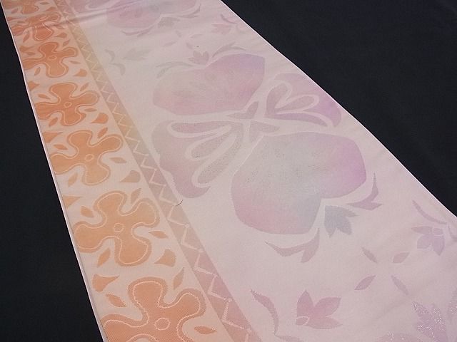 平和屋着物■六通柄袋帯 吉祥花文 銀彩 逸品 n-mz3083