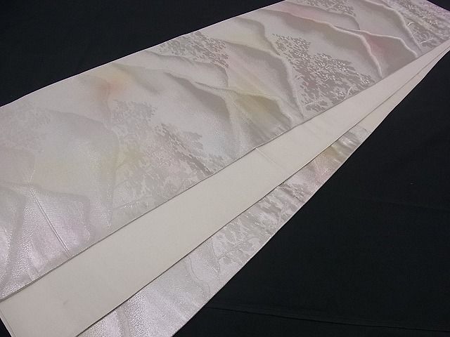 平和屋着物■六通柄袋帯 遠山樹林文 銀糸 逸品 n-mz3093