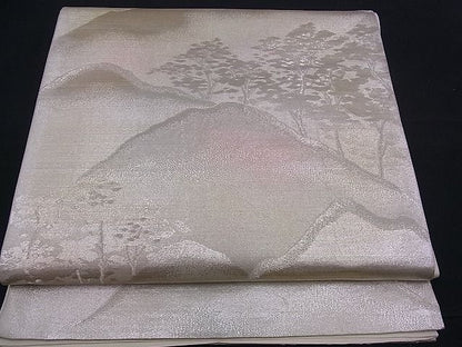 平和屋着物■六通柄袋帯 遠山樹林文 銀糸 逸品 n-mz3093