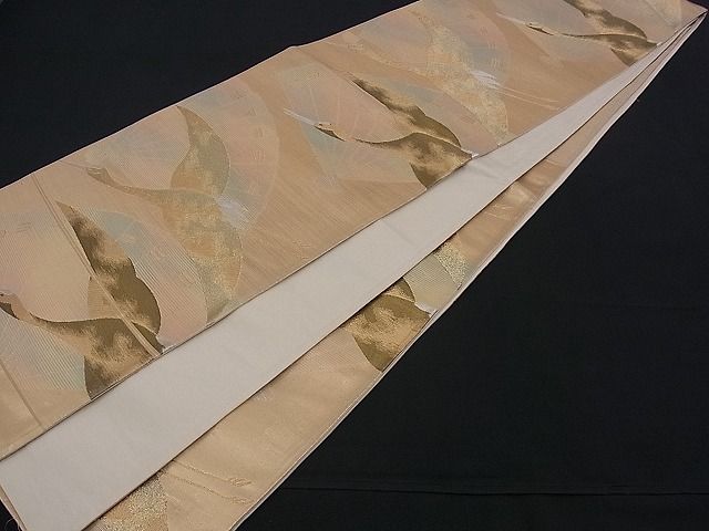 平和屋着物■六通柄袋帯 檜扇飛鶴文 金銀糸 逸品 n-mz3099