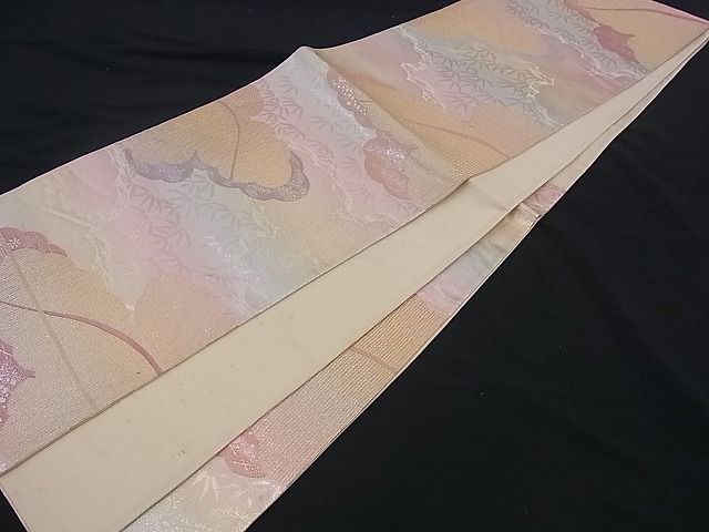 平和屋着物■六通柄袋帯 雲取り草葉文 金銀糸 逸品 n-mz3675