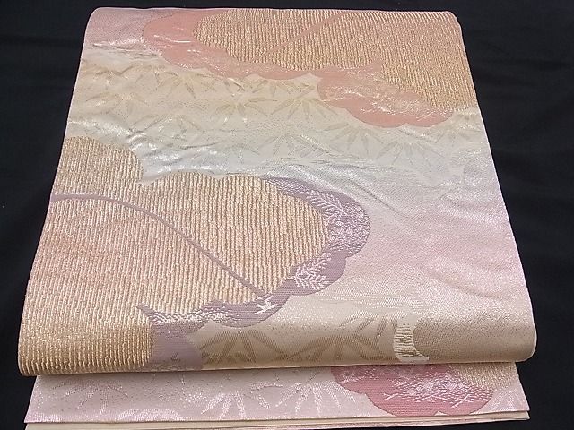 平和屋着物■六通柄袋帯 雲取り草葉文 金銀糸 逸品 n-mz3675