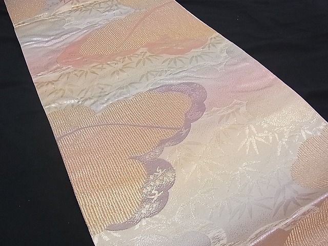 平和屋着物■六通柄袋帯 雲取り草葉文 金銀糸 逸品 n-mz3675