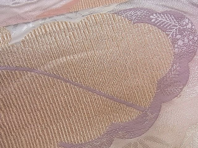 平和屋着物■六通柄袋帯 雲取り草葉文 金銀糸 逸品 n-mz3675