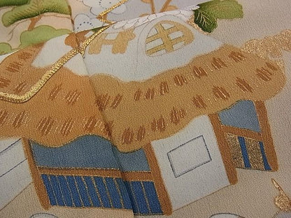 平和屋着物■豪華黒留袖　駒刺繍　御所解松菊文　金彩　逸品　n-mz3718
