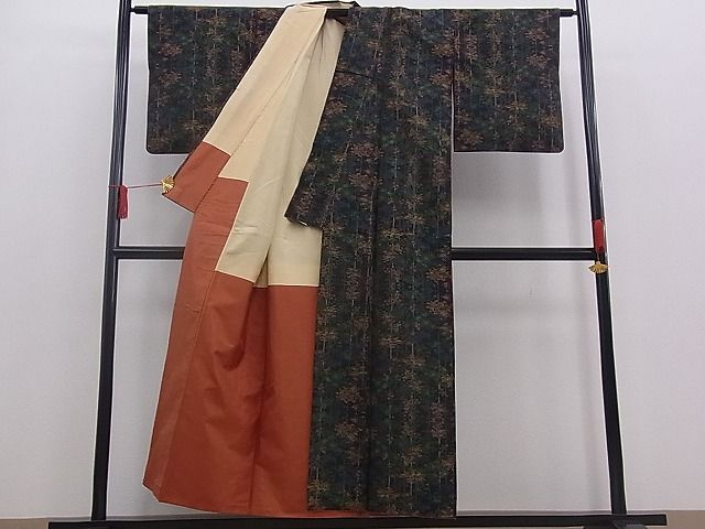 平和屋着物■上質な紬　樹林文　逸品　n-mz3849