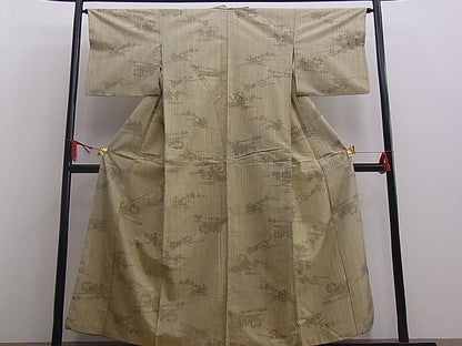 平和屋着物■上質なお召 枝葉文 逸品 n-mz4541