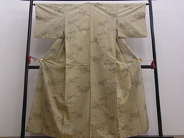 平和屋着物■上質なお召 枝葉文 逸品 n-mz4541