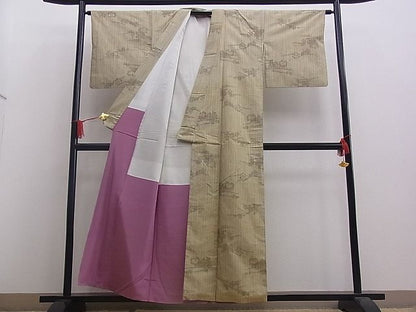 平和屋着物■上質なお召 枝葉文 逸品 n-mz4541