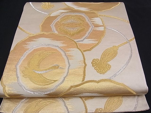 平和屋着物■六通柄袋帯 鏡裏飛鶴舞蝶文 金銀糸 逸品 n-mz4844