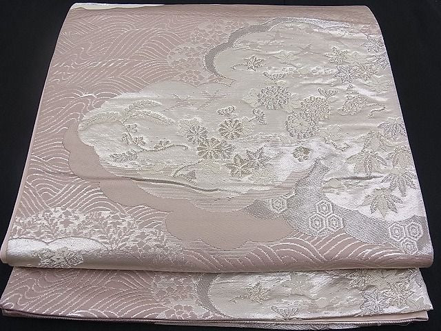 平和屋着物■六通柄袋帯 唐織 流水雲重ね花文 逸品 n-mz4880