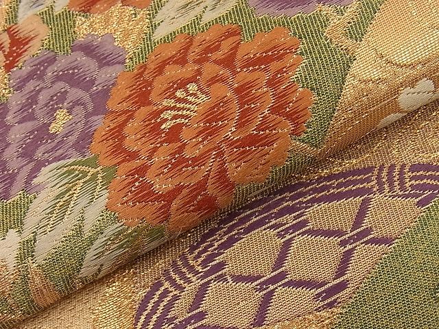 平和屋着物■六通柄袋帯 唐織 地紙流水花文 金糸 逸品 n-ip0349