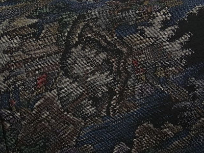 平和屋着物■上質な紬　遠山人物風景文　逸品　n-ab0288