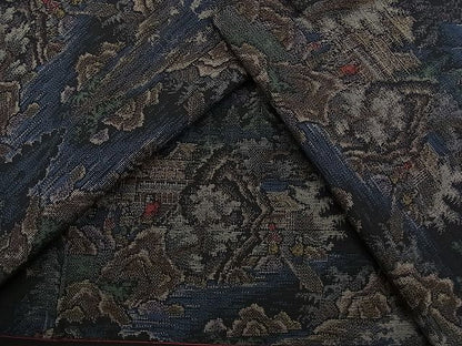 平和屋着物■上質な紬　遠山人物風景文　逸品　n-ab0288