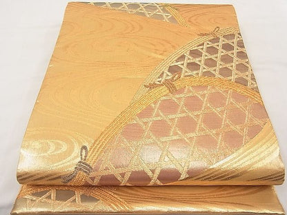 平和屋着物■六通柄袋帯 流水籬文 金糸 逸品 n-ab0669