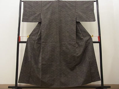 平和屋着物■上質な紬　麻の葉文様　逸品　n-ab0677