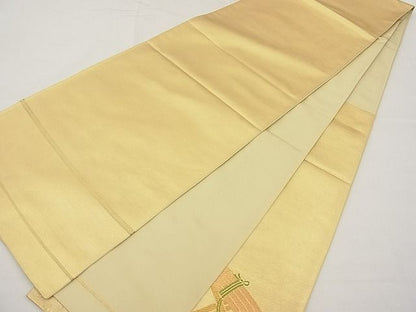 平和屋着物■六通太鼓柄本袋帯 唐織 籬笹竹文 金糸 逸品 n-ab0888