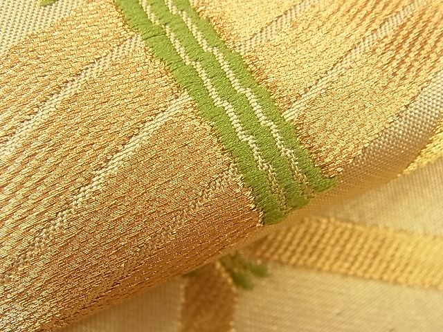 平和屋着物■六通太鼓柄本袋帯 唐織 籬笹竹文 金糸 逸品 n-ab0888