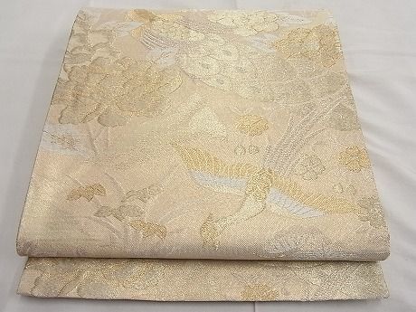 平和屋着物■佐賀錦 六通柄袋帯 尾長鳥孔雀花文 金銀糸 逸品 n-ar2754