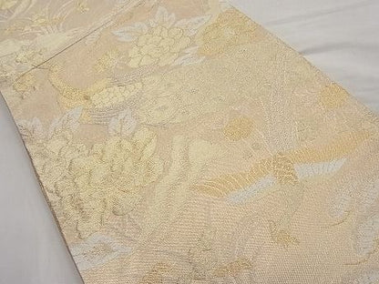平和屋着物■佐賀錦 六通柄袋帯 尾長鳥孔雀花文 金銀糸 逸品 n-ar2754