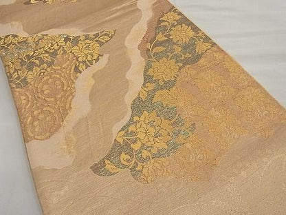 平和屋着物■六通柄袋帯 道長更紗花文 金糸 逸品 n-ar2766