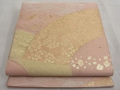 平和屋着物■太鼓柄袋帯 綴れ 地紙箔散らし文様 金銀糸 逸品 n-ar2770