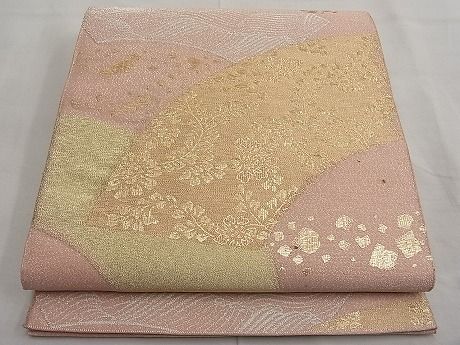 平和屋着物■太鼓柄袋帯 綴れ 地紙箔散らし文様 金銀糸 逸品 n-ar2770