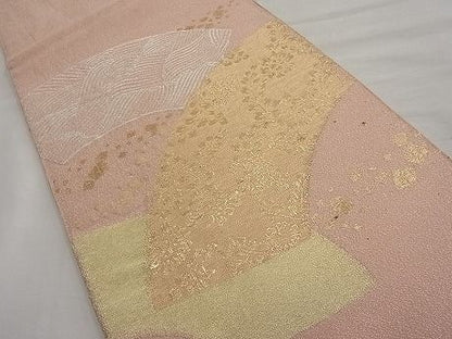 平和屋着物■太鼓柄袋帯 綴れ 地紙箔散らし文様 金銀糸 逸品 n-ar2770
