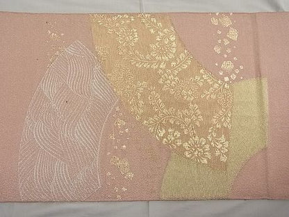 平和屋着物■太鼓柄袋帯 綴れ 地紙箔散らし文様 金銀糸 逸品 n-ar2770