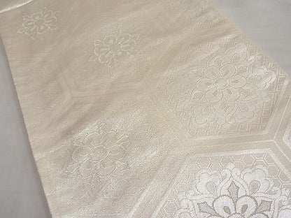 平和屋着物■西陣 六通柄袋帯 亀甲花文 銀糸 逸品 n-ar2771