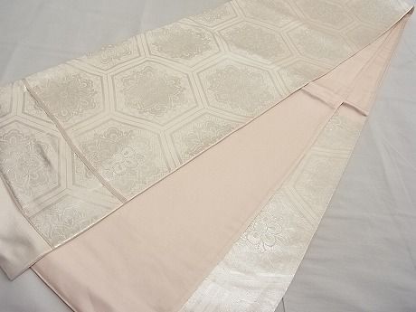 平和屋着物■西陣 六通柄袋帯 亀甲花文 銀糸 逸品 n-ar2771