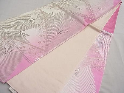 平和屋着物■六通柄袋帯　唐織　若松葉舞花文　銀糸　逸品　n-ar2804