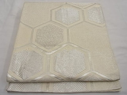 平和屋着物■六通柄袋帯 唐織 作家物 亀甲花文 銀糸 逸品 n-ar2966