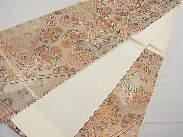 平和屋着物■六通柄袋帯 切嵌更紗花文 金糸 逸品 n-ar3246