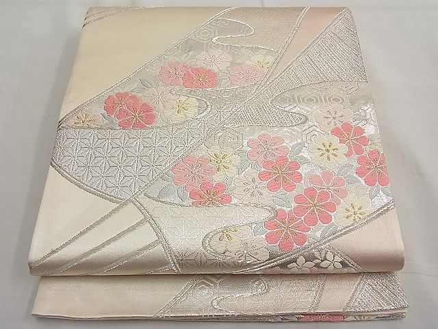平和屋着物■六通柄袋帯　唐織　扇面粒子花文　金銀糸　やまとオリジナル　逸品　n-ar3688