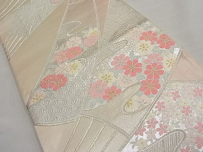 平和屋着物■六通柄袋帯　唐織　扇面粒子花文　金銀糸　やまとオリジナル　逸品　n-ar3688