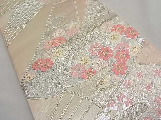 平和屋着物■六通柄袋帯　唐織　扇面粒子花文　金銀糸　やまとオリジナル　逸品　n-ar3688
