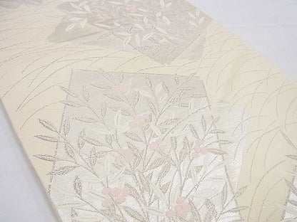 平和屋着物■六通柄袋帯 唐織 色紙重ね南天門 銀糸 逸品 n-cw0218