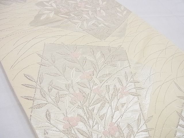平和屋着物■六通柄袋帯 唐織 色紙重ね南天門 銀糸 逸品 n-cw0218