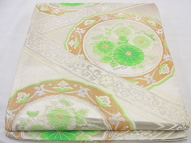 平和屋着物■西陣 六通柄袋帯 唐織 絵皿花文 金銀糸 逸品 n-cw0230