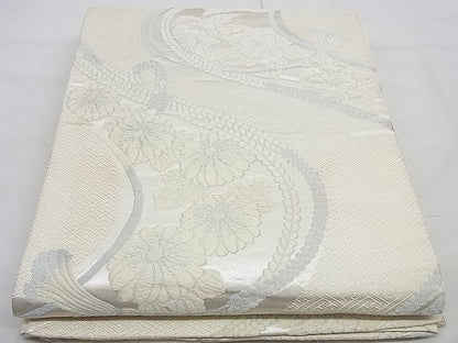 平和屋着物■六通柄袋帯 唐織 結び紐花文 銀糸 逸品 n-cw0235